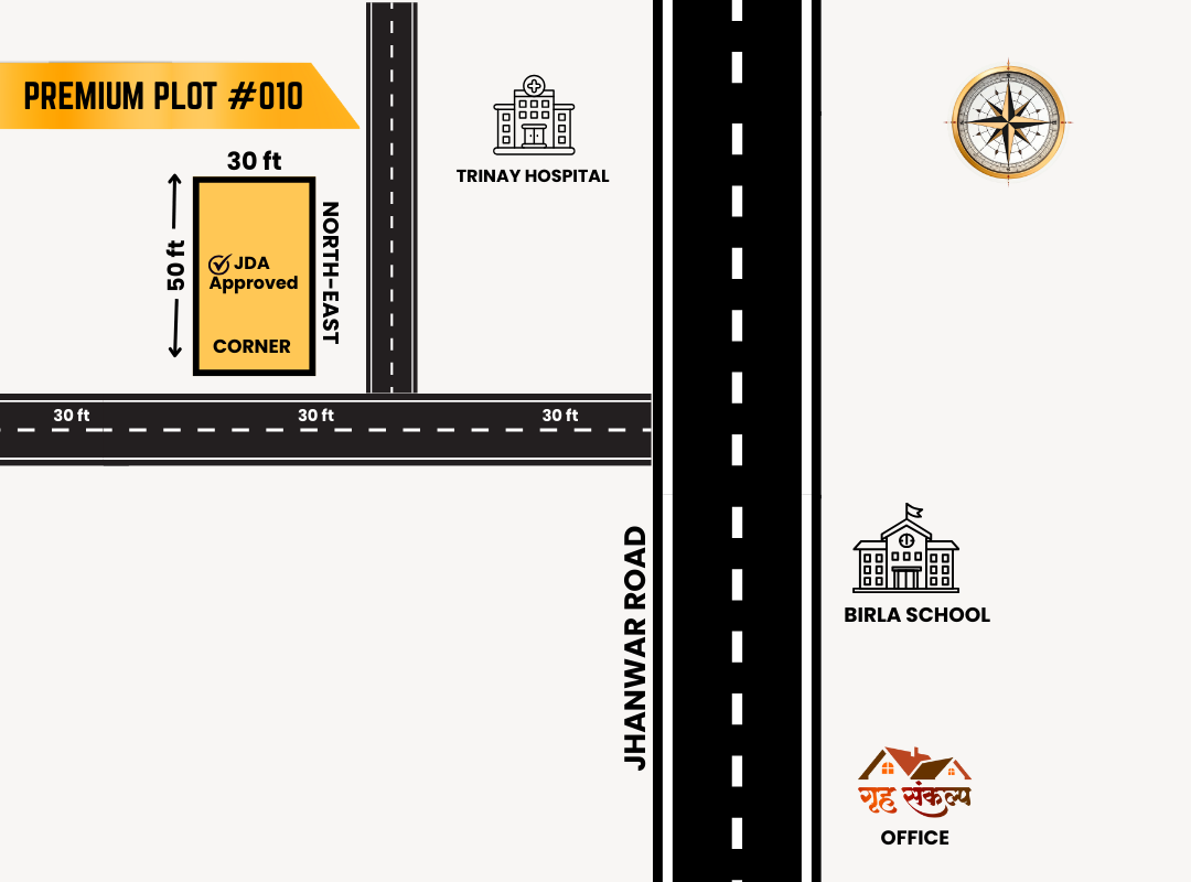 30×50, Corner Premium Plot for Sale